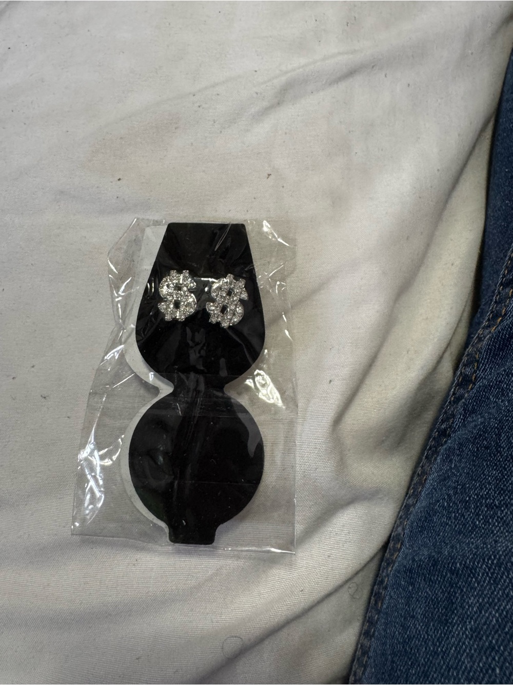 Rhinestone Dollar Sign Hair Clips - Silver Sparkle